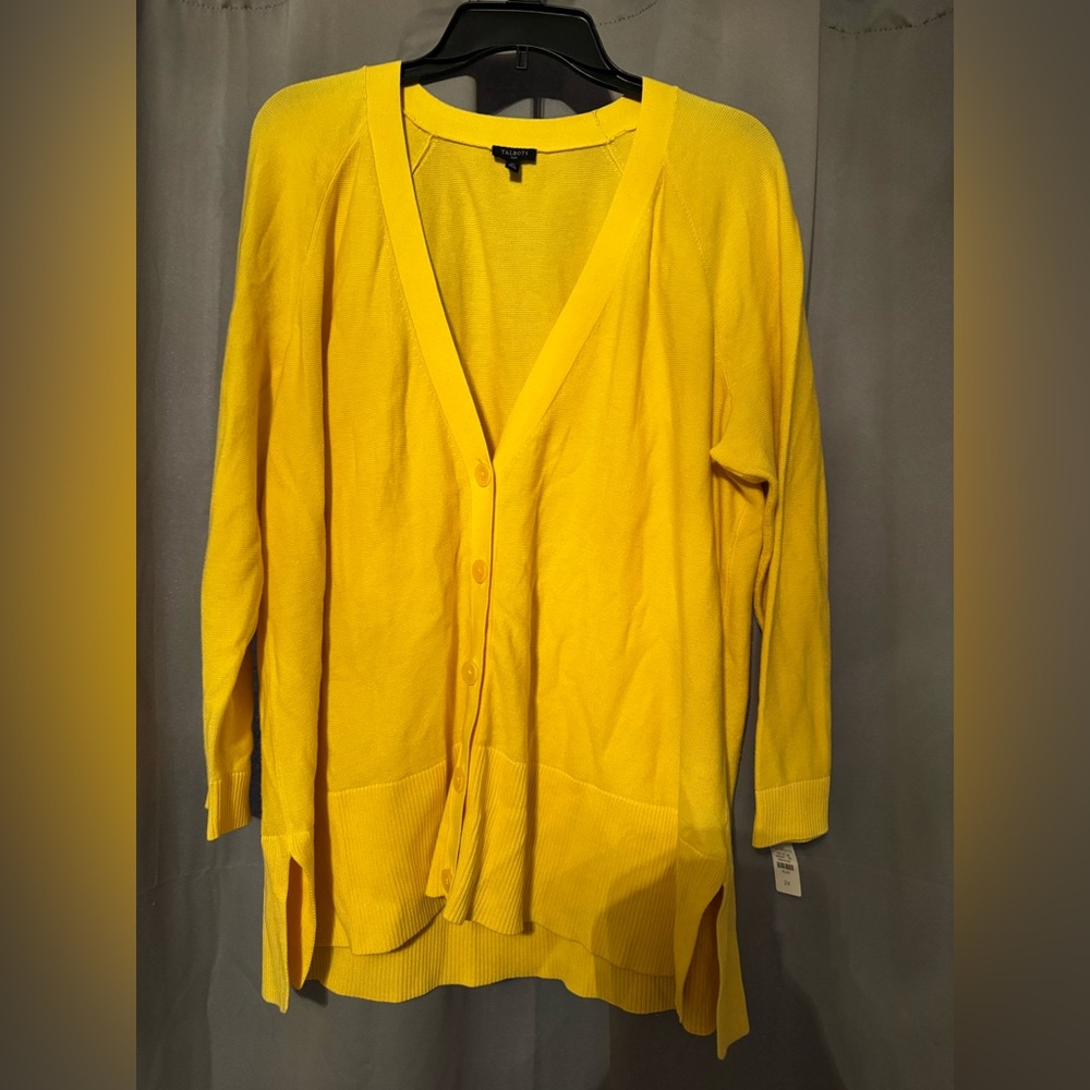 Bright Yellow Button-Up Talbots Cardigan